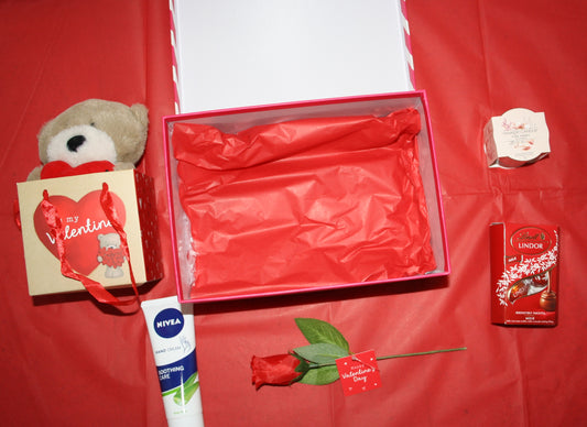 Valentine’s Day Gift Hamper – Teddy, Chocolate, Candle & Rose | Romantic Surprise Box